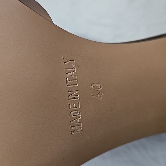 New EMANUELE CRASTO Laser Cut Heel Bronze Leather Sandal Mules Size 40 - Picture 13 of 16